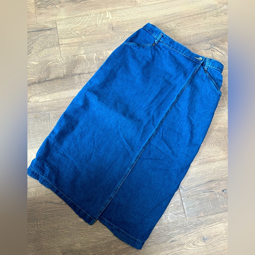 VTG Dockers Wrap Denim Skirt (14)